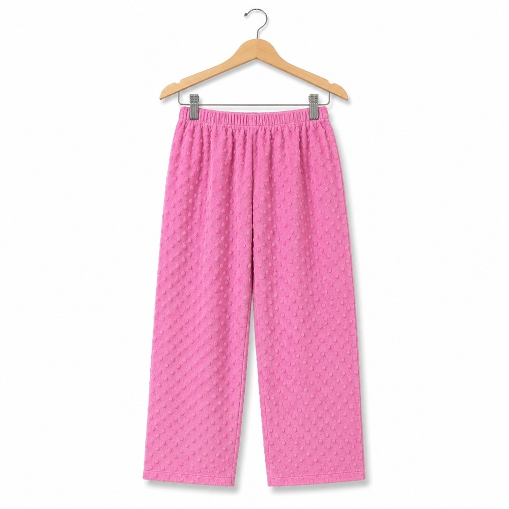 Girls Pajama Pants Size 7 Pink Pull‎ On Minky Dot Lounge Soft Solid